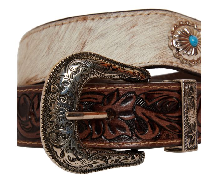 Mirky brown Hand-Tooled Leather Belt