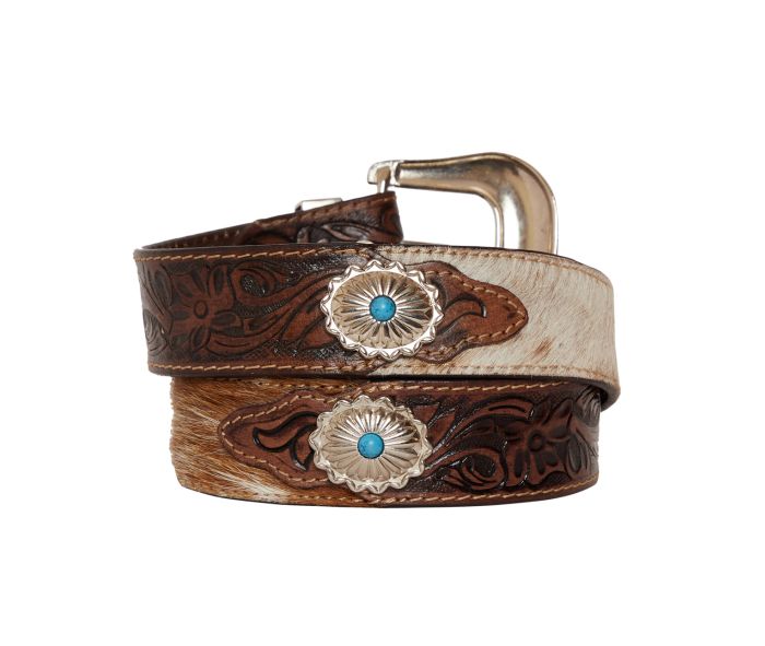 Mirky brown Hand-Tooled Leather Belt