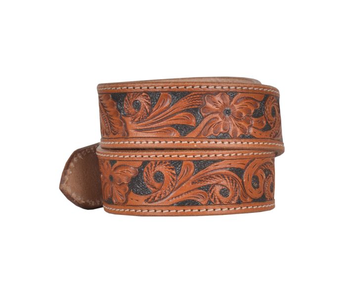 Floral Demure Hand-Tooled Leather Belt