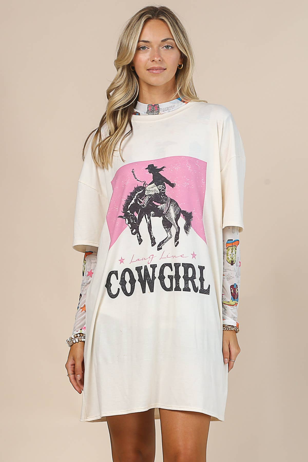 CARLA WESTERN COWGIRL GRAPHIC T-SHIRT DRESS