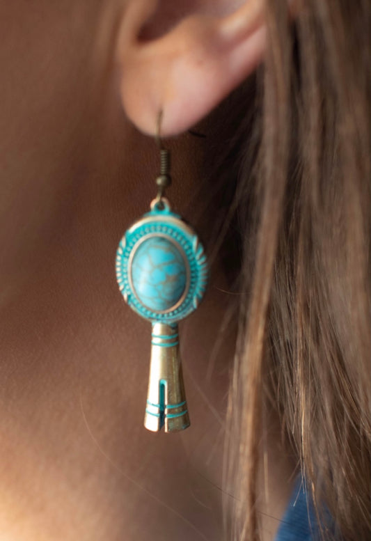 copper turquoise earrings