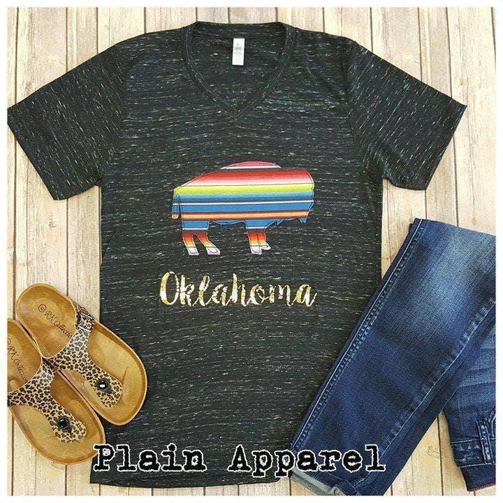 Serape  Buffalo State Applique V-Neck