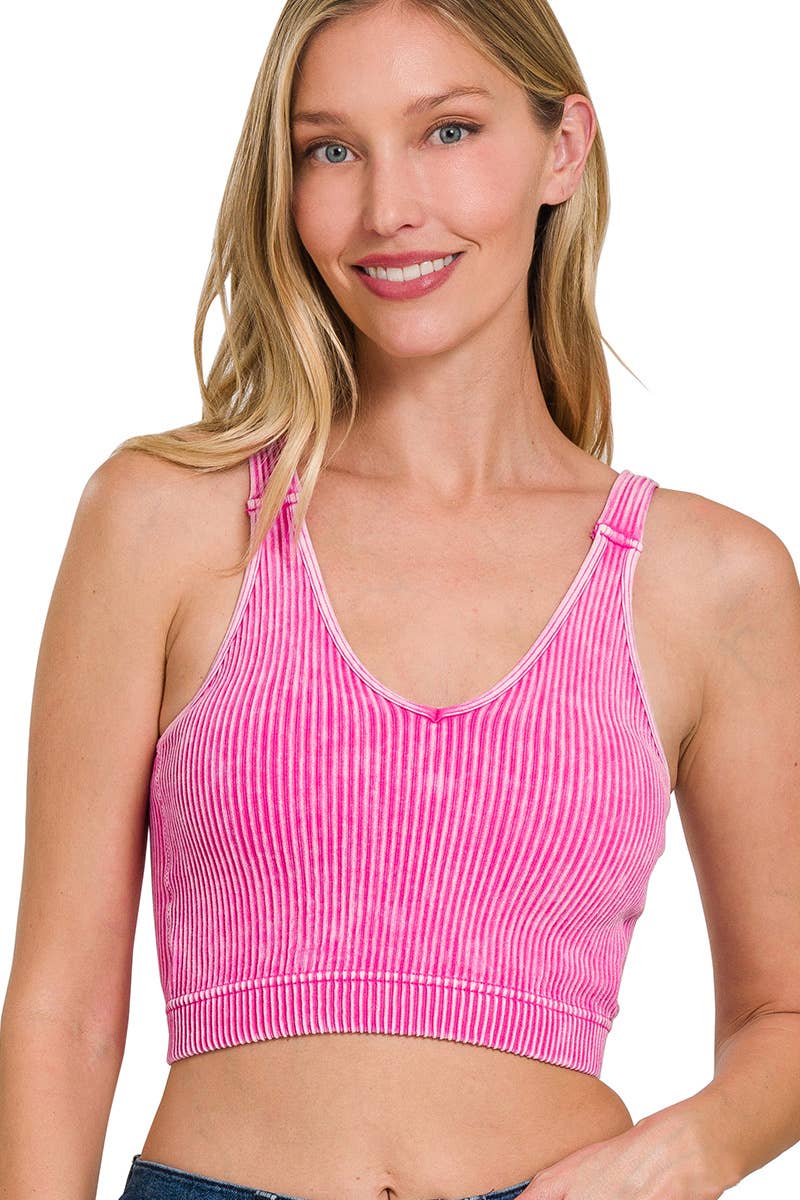 Premium washed seamless crop tank  Bright Mauve