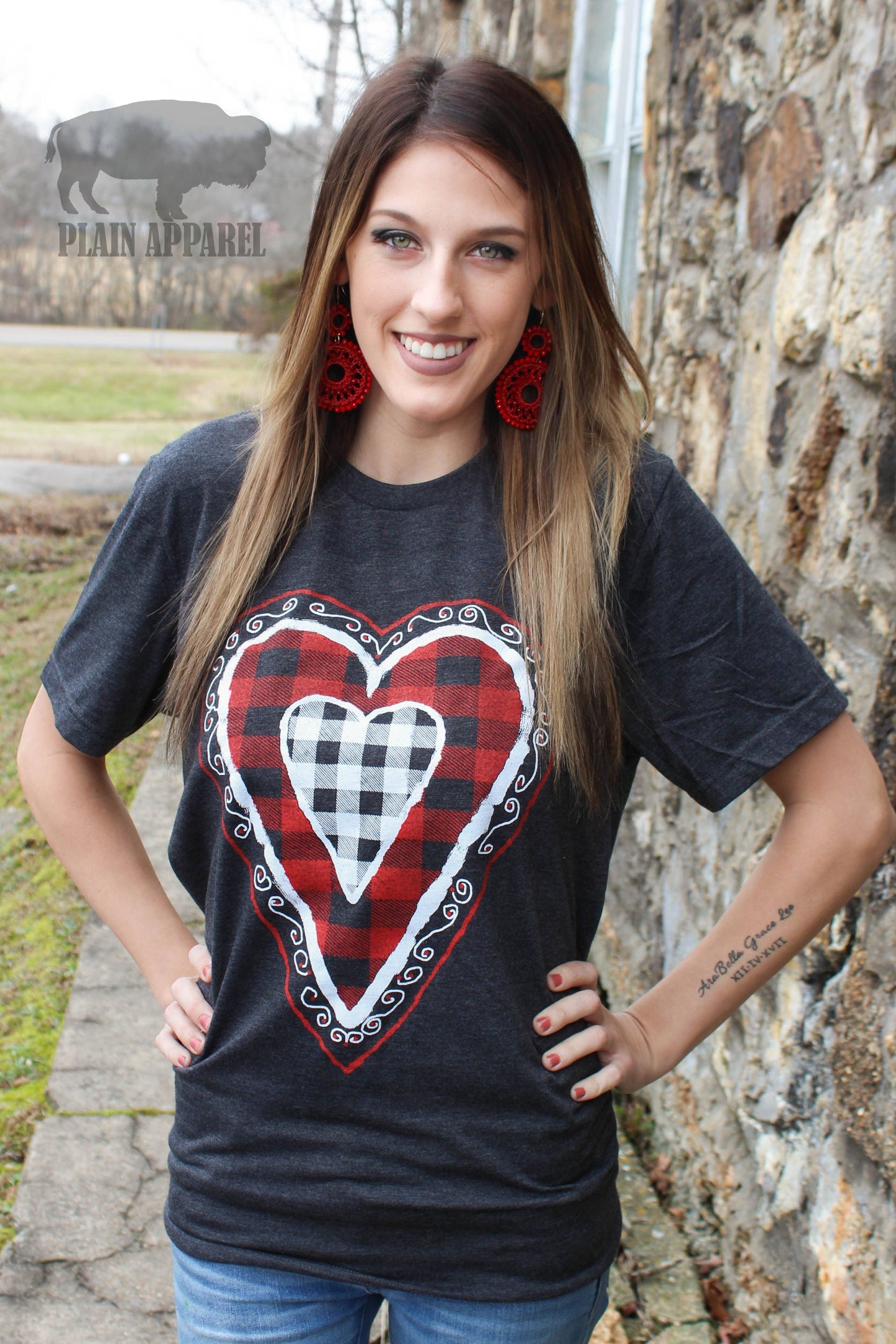 Vintage Heart Dark Gray Crew Tee